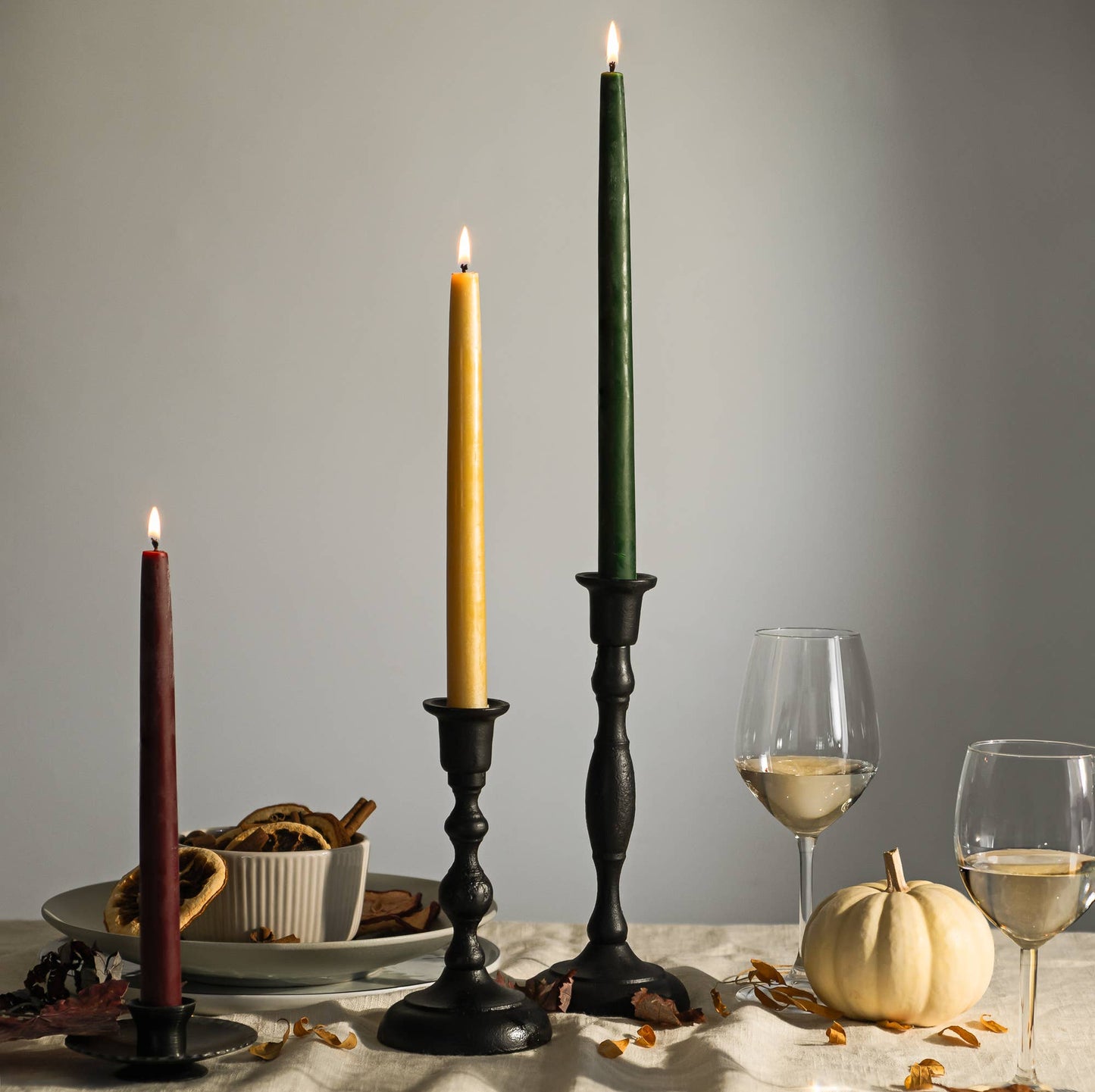 Bluecorn Candles - Hand-Dipped Pure Beesewax Taper Candlesticks Halloween Decor: Moss / 10"