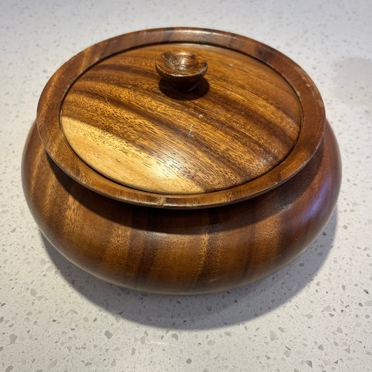 Vintage Lidded Wood Bowl