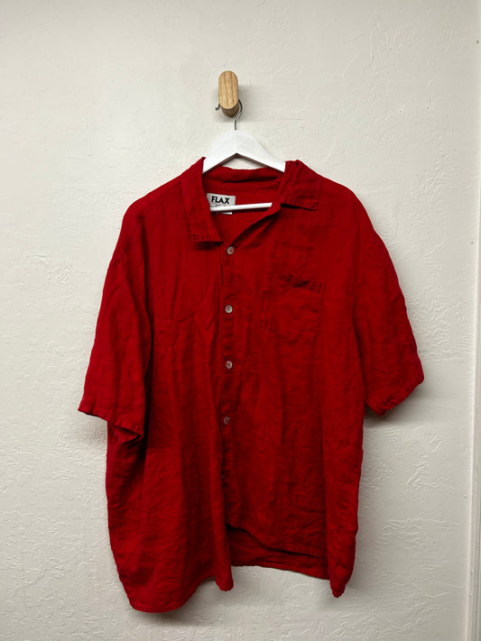 Red Linen Button-up