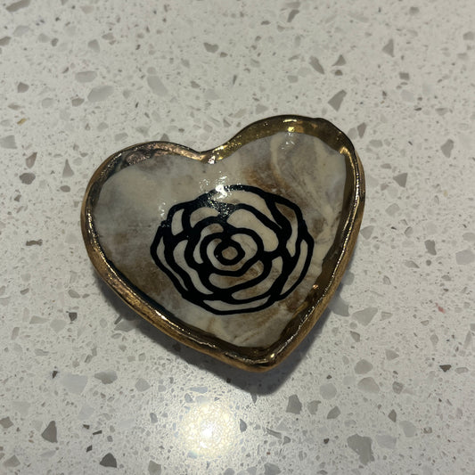 Mini Heart Dish With Gold Accent