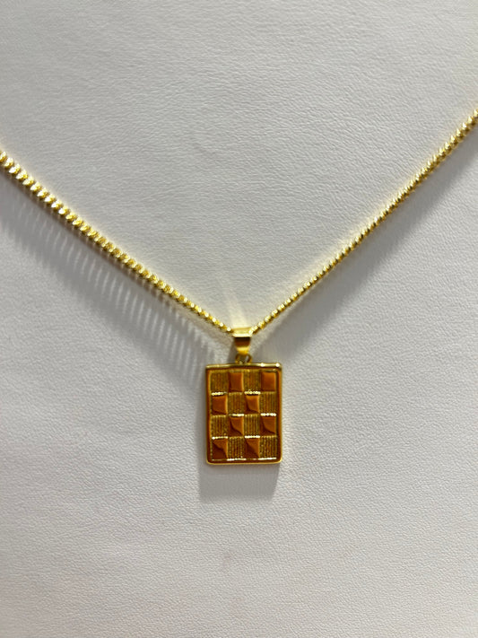 Gold checkered necklace