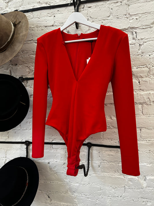 Zara red long sleeve bodysuit - Q3