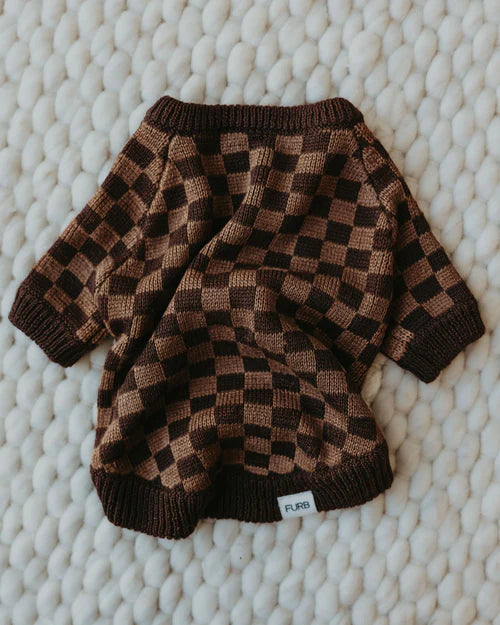 Arlo brown check dog sweater