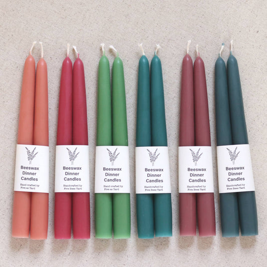 Individual Handmade Beeswax Dinner Candles | Taper | Non Dripping