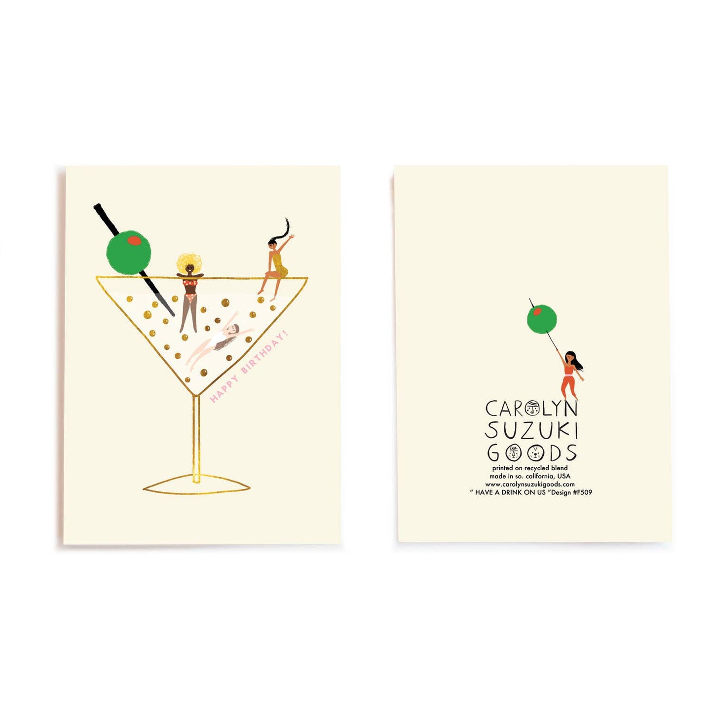 Carolyn Suzuki - DRINKS ON US - Everyday Greeting Card