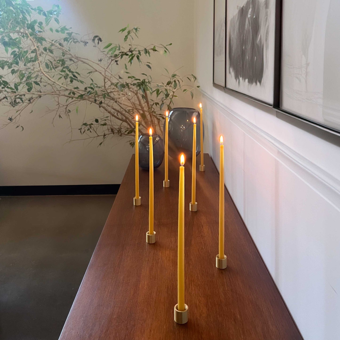 Bluecorn Candles - Thin Taper Candle Holder - Solid Brass