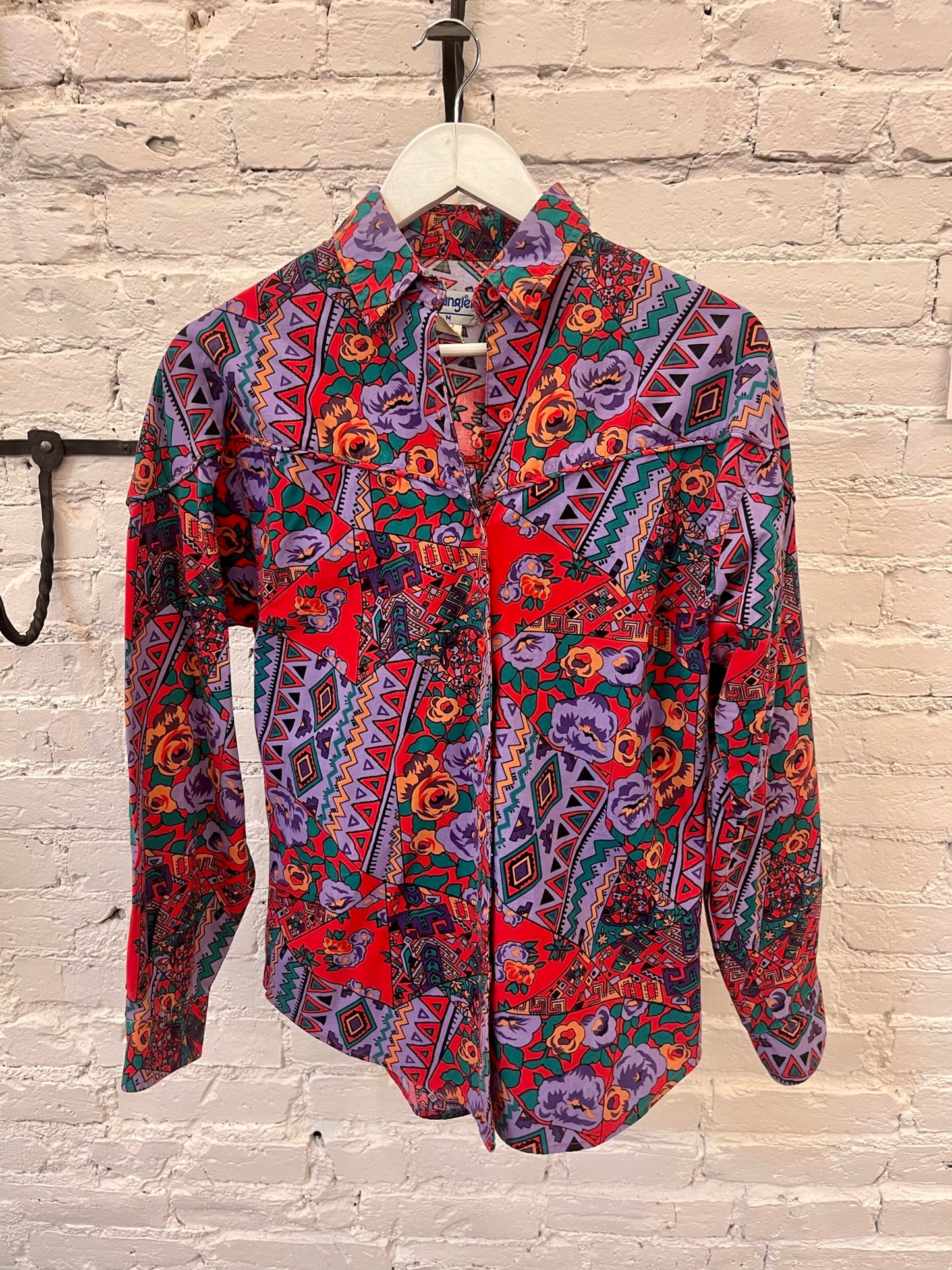 Wrangler purple floral rodeo shirt