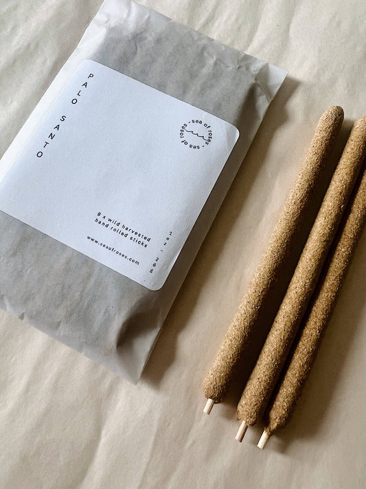 palo santo hand rolled incense - sea of roses